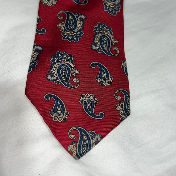 Mark Alexander Classic Red Paisley Silk Tie Luxury Designer Necktie - Picture 3 of 4